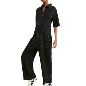 Oh Seven Days Maternity Beatrice Boiler Jumpsuit Black Wide Leg Size Small